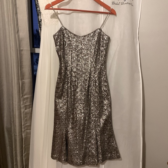 Size 4 silver sequinned L’wren Scott for Banana Republic dress. - Picture 2 of 5
